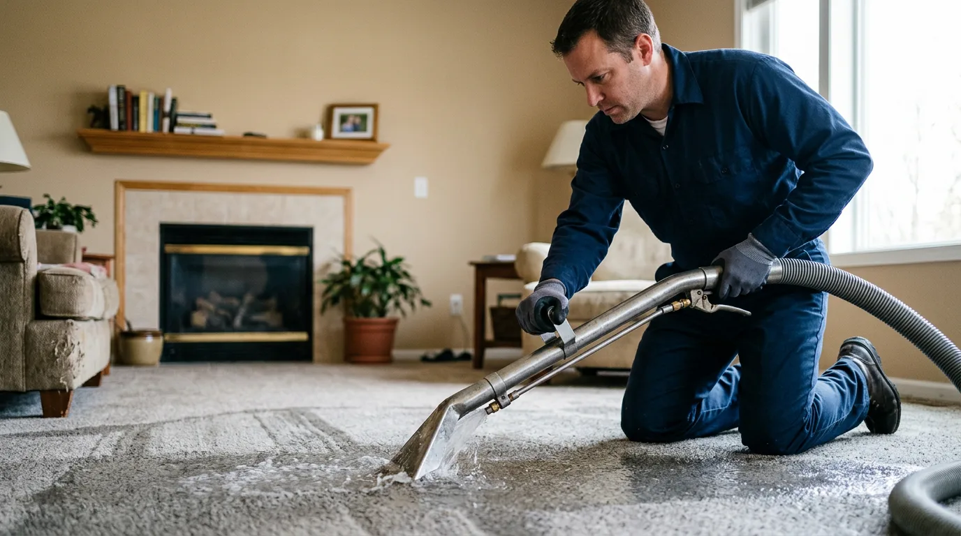 Water damage restoration technician working near Wauwatosa, WI